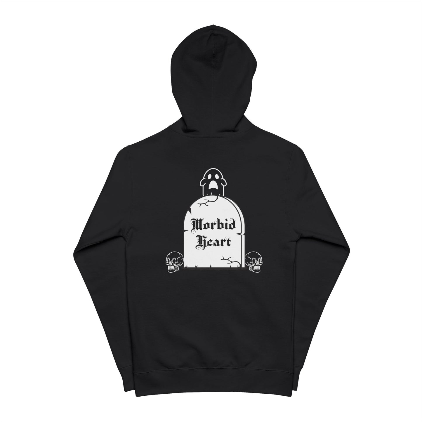 Morbid Heart Unisex Fleece Zip Up Hoodie | Spooky Fashion, Halloween Gift, Casual Wear, Gothic Style, Cozy Layering