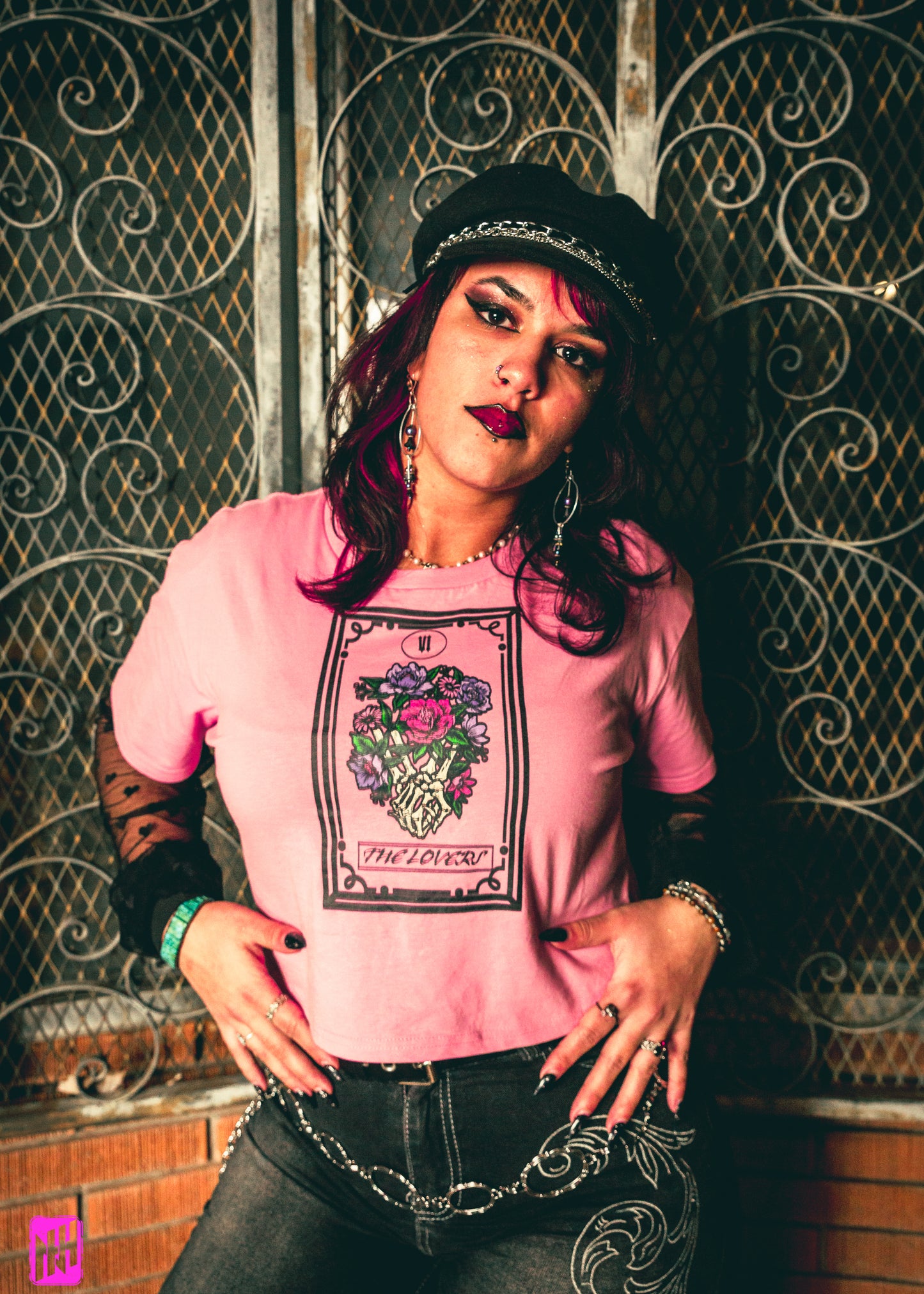 Tarot Collection Women's Crop- The Lovers Valentines Day Pink Edition